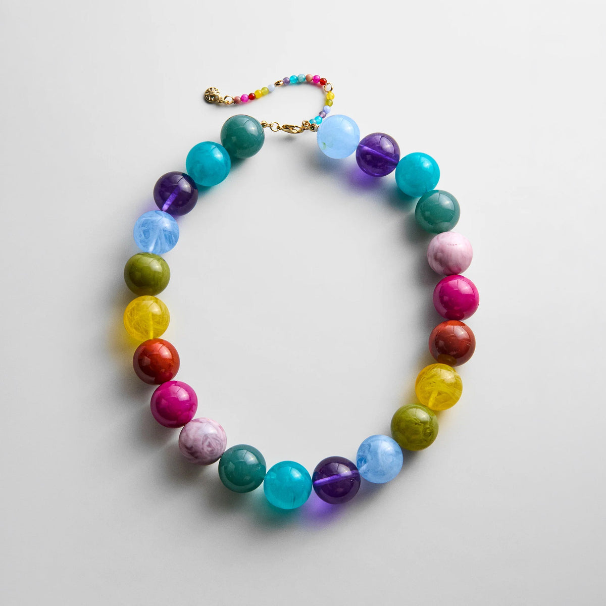 Lavisa chunky statement necklace featuring oversized multicolored resin beads