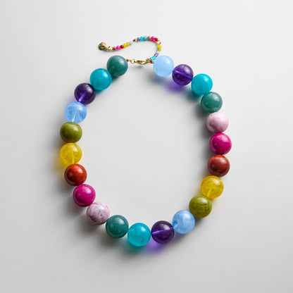 Lavisa chunky statement necklace featuring oversized multicolored resin beads