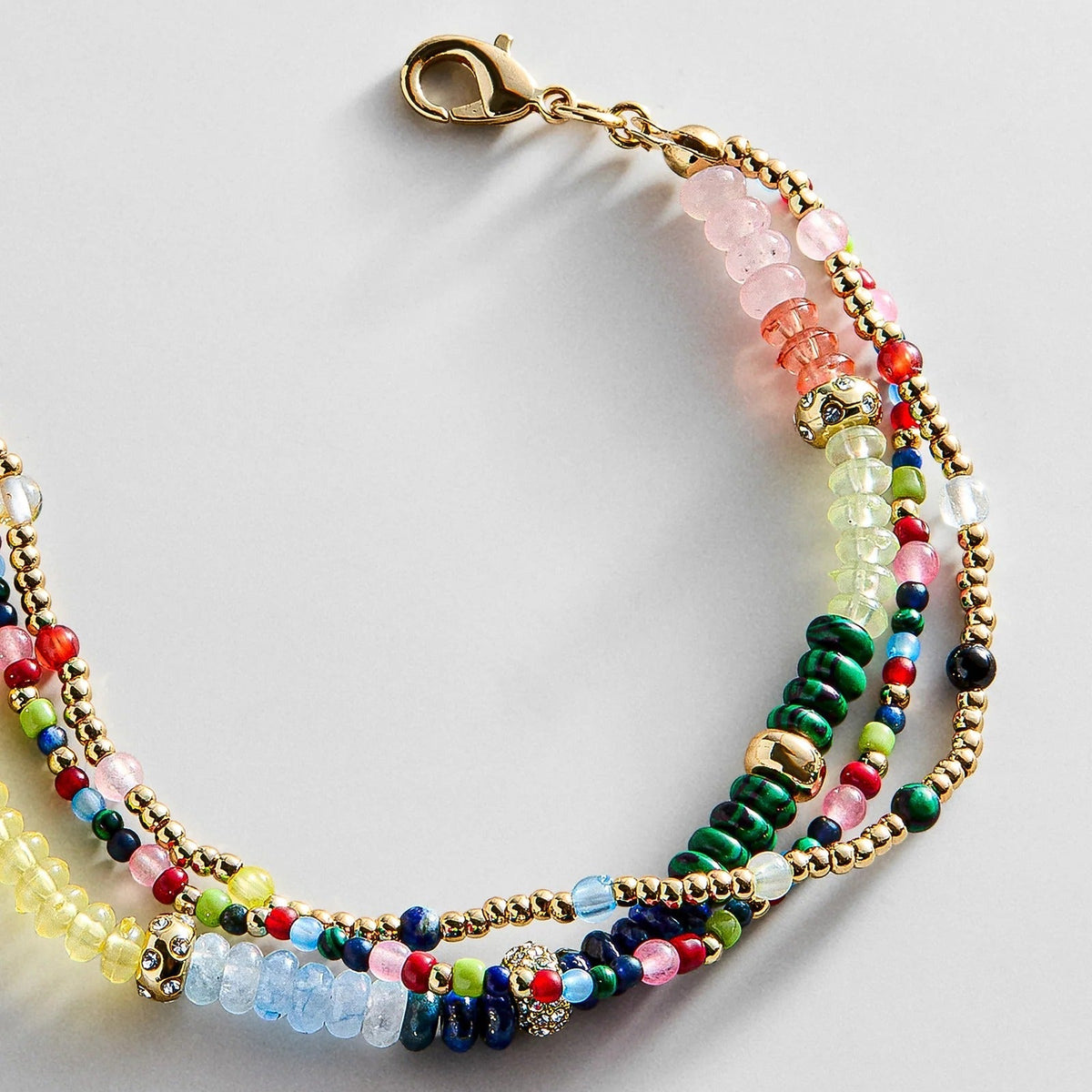 Lavisa - Multi-Strand Beaded Statement Bracelet - On-Model & Scale View