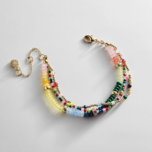 Lavisa multi-strand semi-precious beaded statement bracelet with colorful stones
