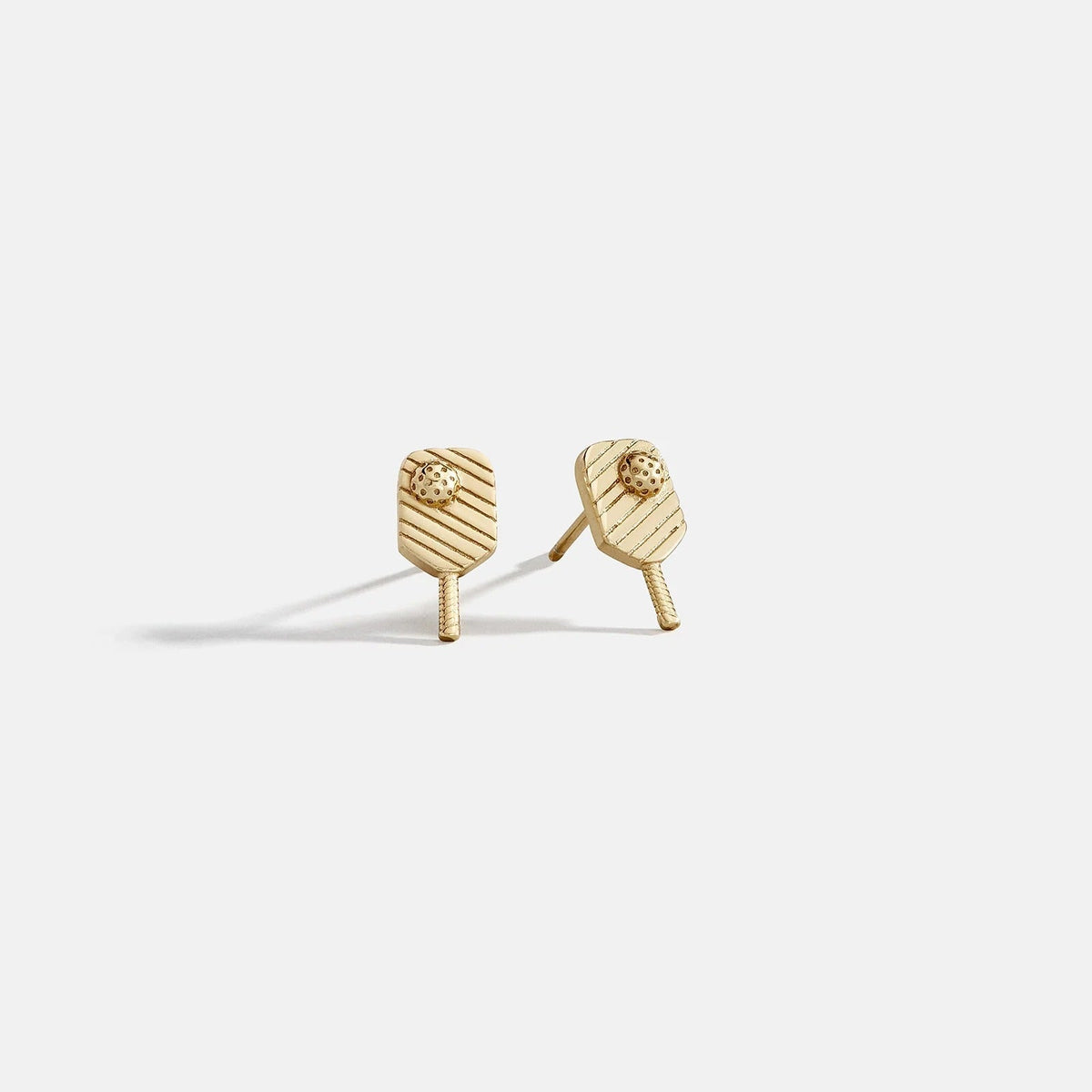 Lavisa Gold Pickleball Paddle Sport Stud Earrings with etched details