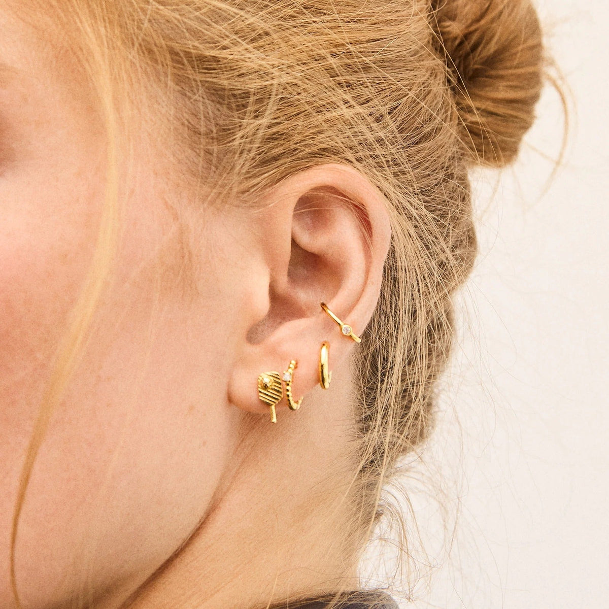 Lavisa - Pickleball Paddle Gold Sport Stud Earrings - Detail & Styling View