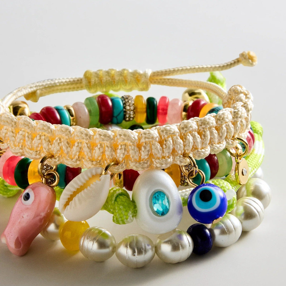 Lavisa - Stackable Beaded Bracelet Set for Women - On-Model & Scale View