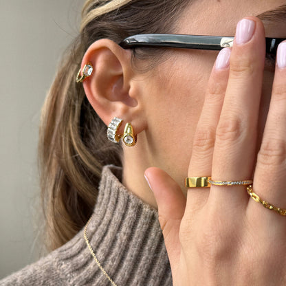 Lavisa - Waterproof Curated Huggie Earring Set - Detail & Styling View