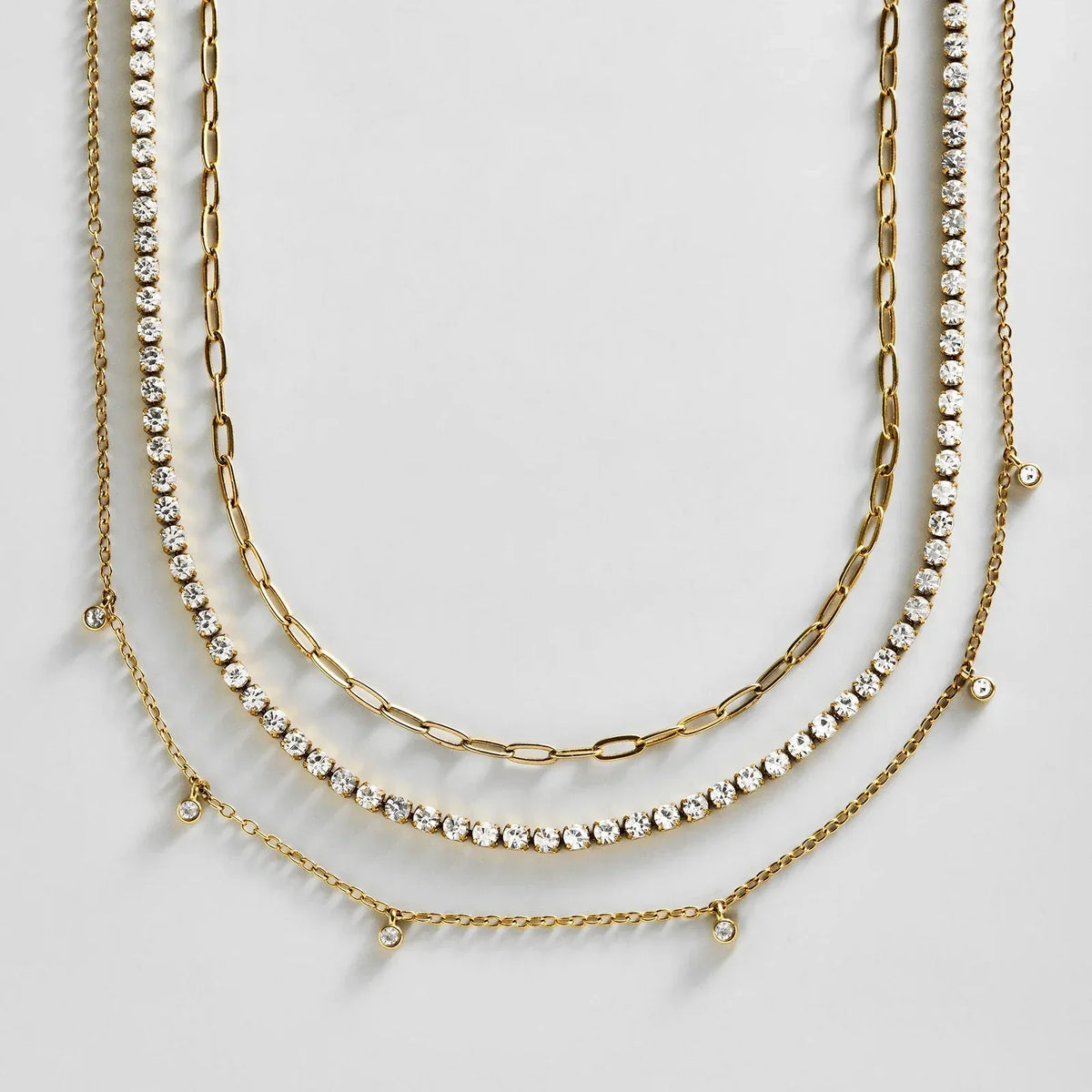 Lavisa waterproof layered necklace set in stainless steel