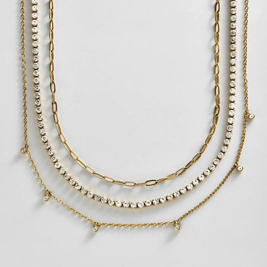 Lavisa waterproof layered necklace set in stainless steel