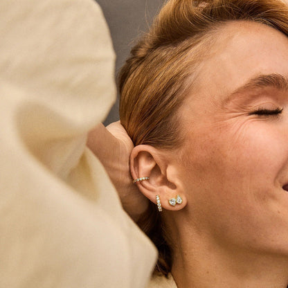 Lavisa - Toi Et Moi Layered CZ Stud Earrings - Detail & Styling View