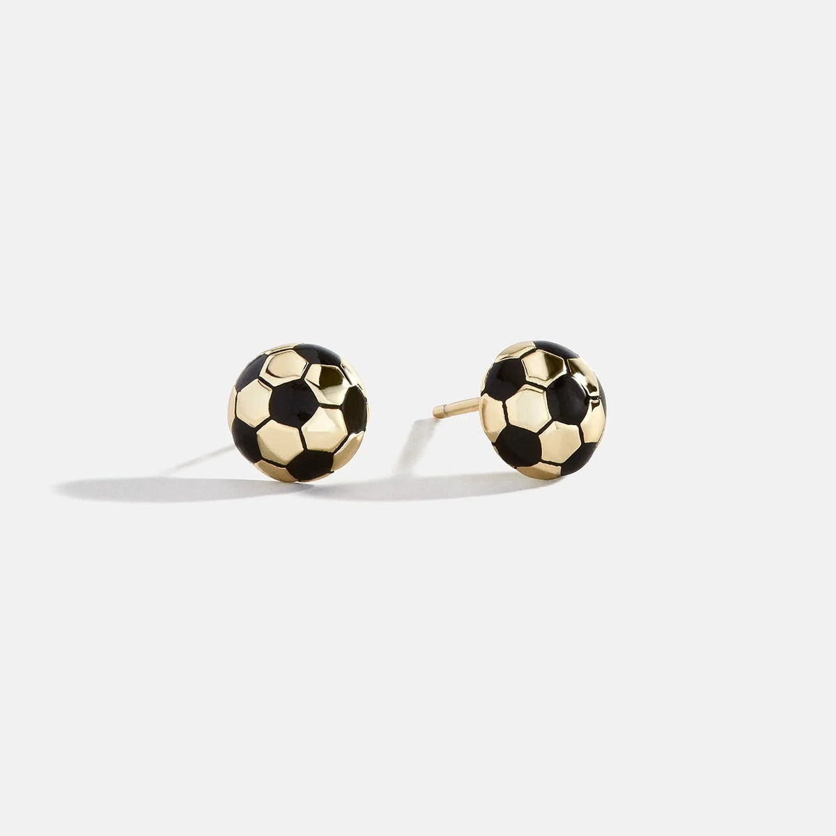Lavisa Gold Sports Theme Delicate Stud Earrings with black enamel