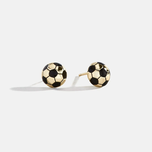 Lavisa Gold Sports Theme Delicate Stud Earrings with black enamel