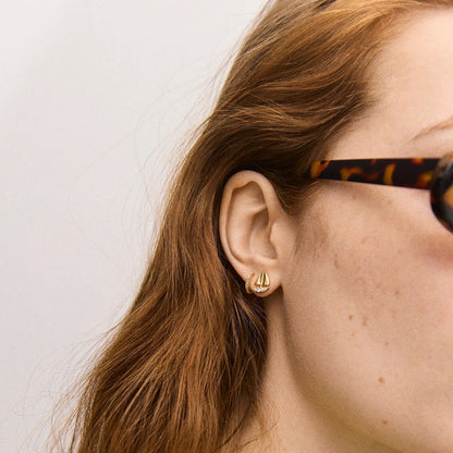 Lavisa - 14K Gold Sailboat Earrings - Detail & Styling View