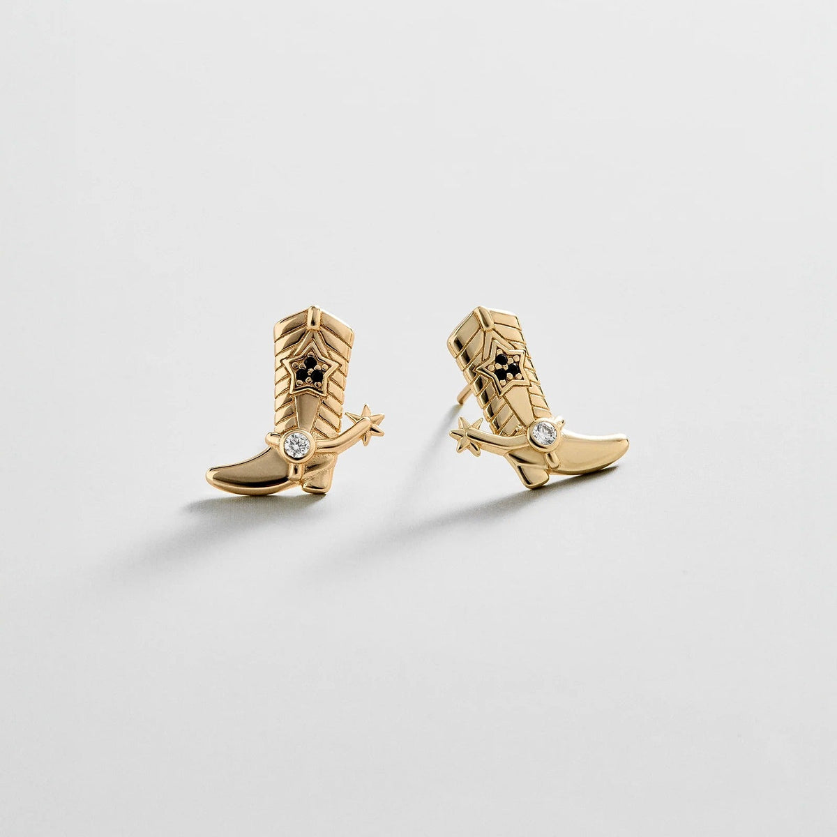 Lavisa Gold Cowboy Boot Stud Earrings with crystals