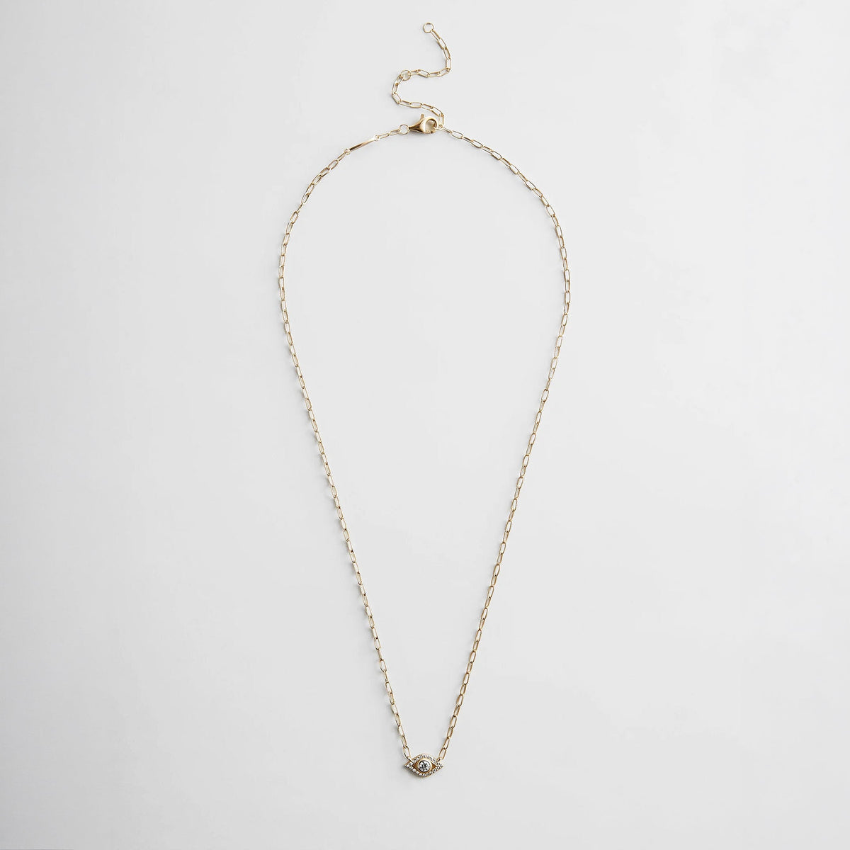 Lavisa - 14K Gold Evil Eye Charm Necklace - Clasp & Finish View