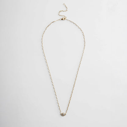 Lavisa - 14K Gold Evil Eye Charm Necklace - Clasp & Finish View
