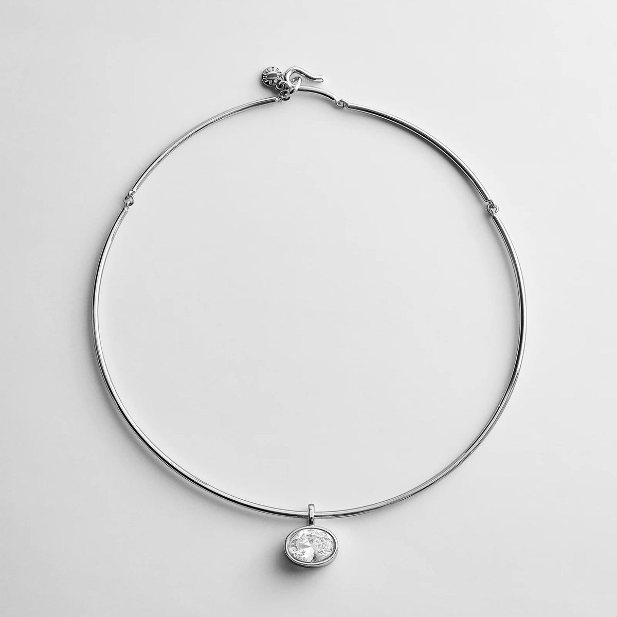 Lavisa Silver Crystal Collar Necklace featuring a statement charm on wire base