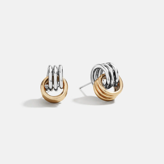 Lavisa Shiloh mixed metal interlocking hoop earrings in gold and silver