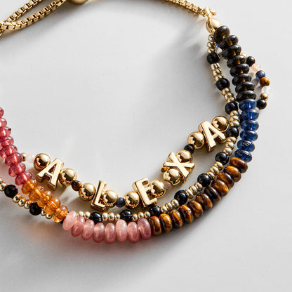 Lavisa - Custom Layered Bracelet Semi-Precious Stone Wrist Stack - On-Model & Scale View