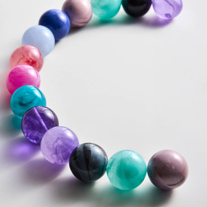Lavisa - Muted Multi Beaded Statement Necklace - On-Model & Scale View