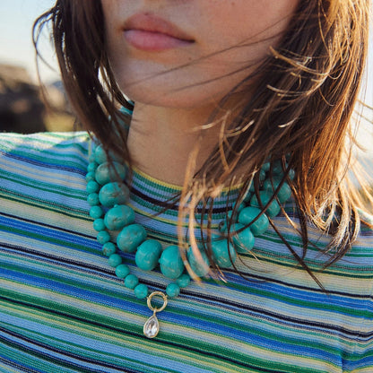 Lavisa - Beaded Ring Necklace With Interchangeable Charm Holder - Detail & Styling View