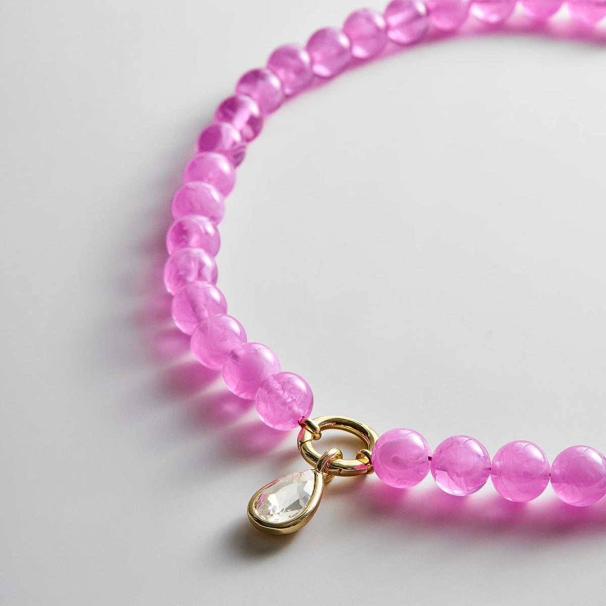 Lavisa - Beaded Ring Necklace With Customizable Charm Holder - On-Model & Scale View