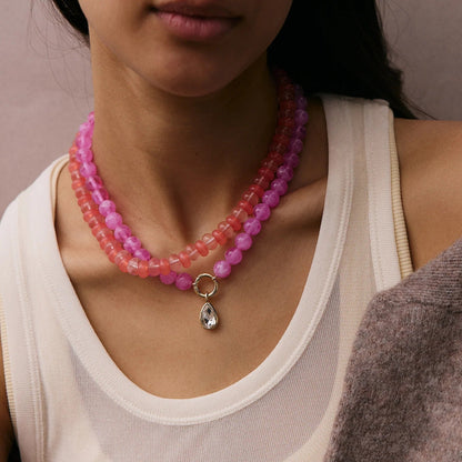 Lavisa - Beaded Ring Necklace With Customizable Charm Holder - Detail & Styling View