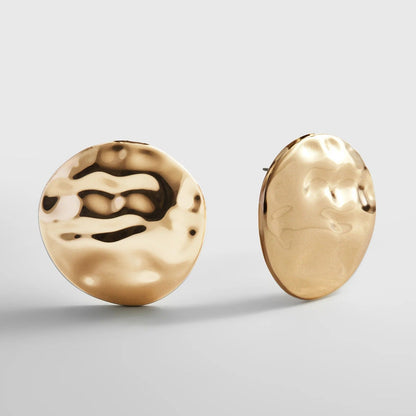 Lavisa Odette gold hammered disc statement stud earrings