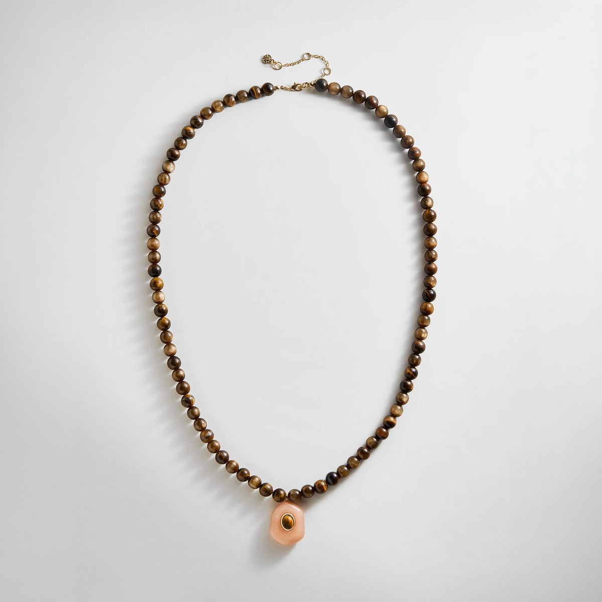 Lavisa semi-precious tiger eye necklace with smoky quartz pendant