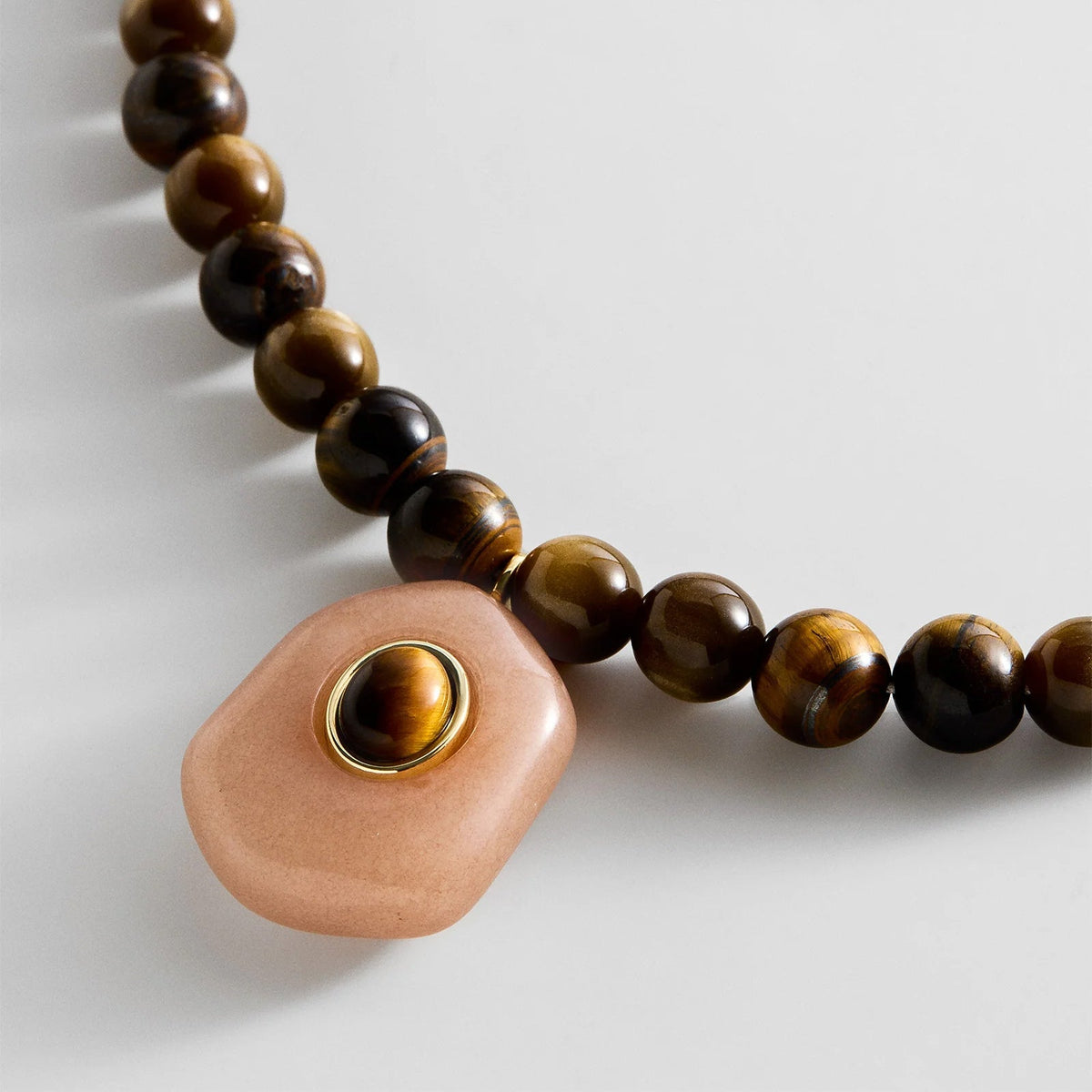 Lavisa - Semi-Precious Tiger Eye Statement Necklace - On-Model & Scale View