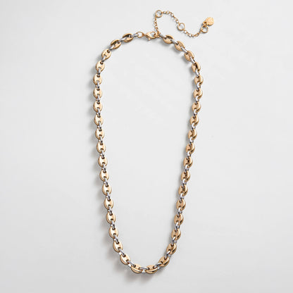 Lavisa mixed metals mariner chain necklace featuring gold and silver links