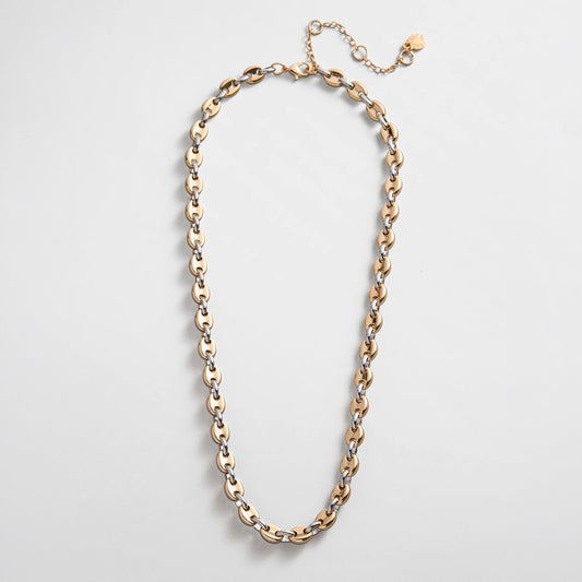 Lavisa mixed metals mariner chain necklace featuring gold and silver links