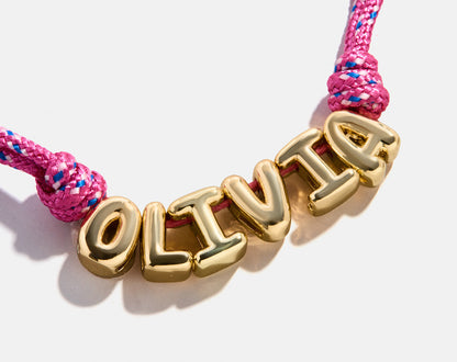 Lavisa - Custom Bubble Letter Paracord Necklace - On-Model & Scale View