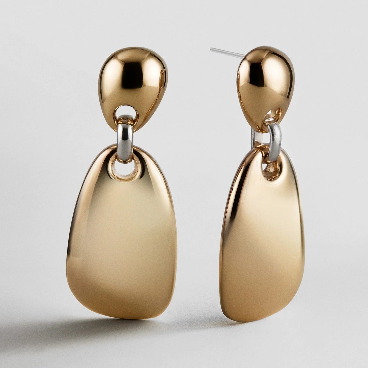 Lavisa mixed metal statement earrings featuring gold and silver links