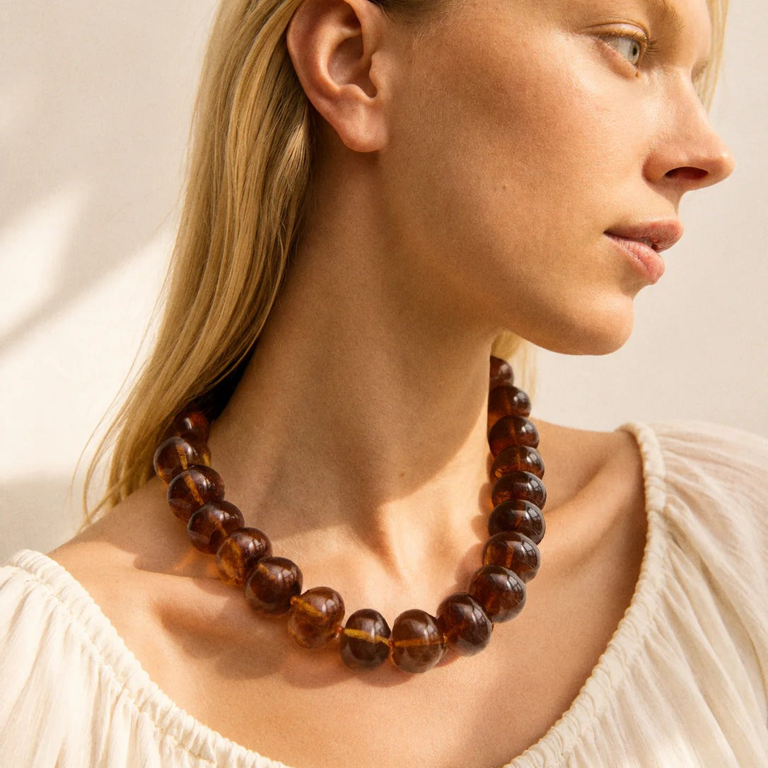 Lavisa - Semi-Precious Beaded Statement Necklace - Detail & Styling View