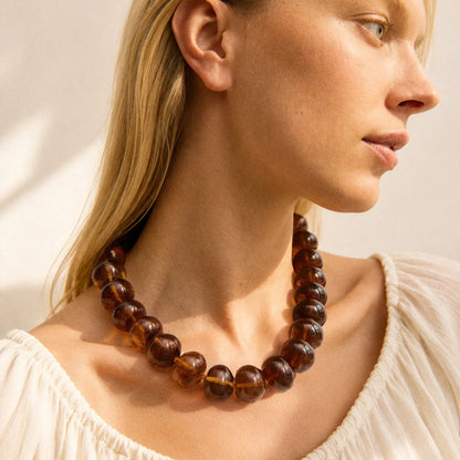 Lavisa - Semi-Precious Beaded Statement Necklace - Detail & Styling View