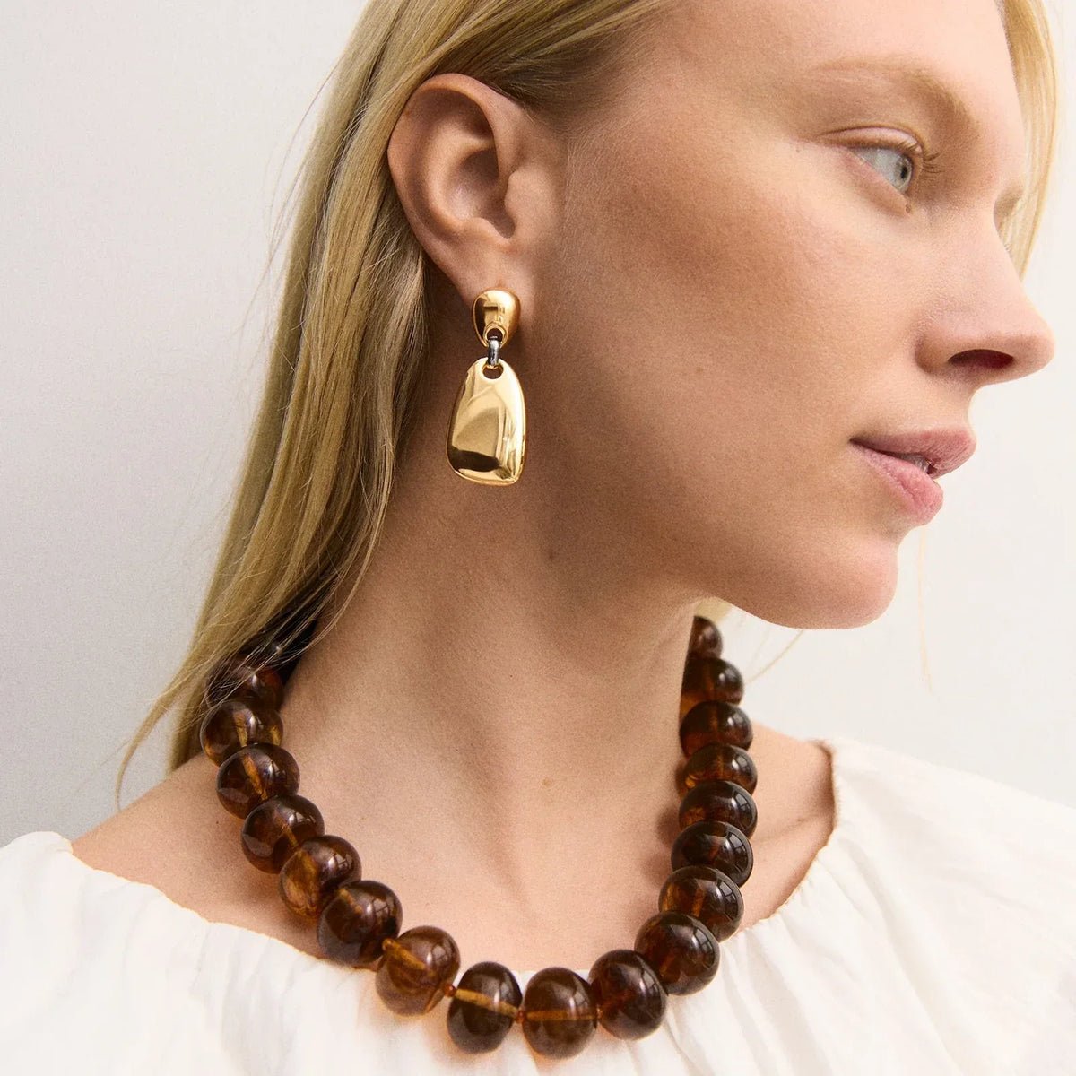 Lavisa - Mixed Metal Statement Earrings - Bold Drop Silhouette - Detail & Styling View