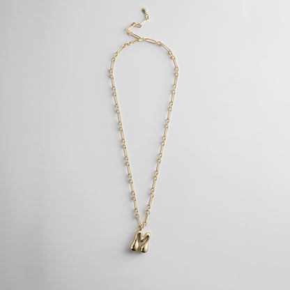 Lavisa - Oversized Bubble Custom Initial Statement Necklace - Side Profile View