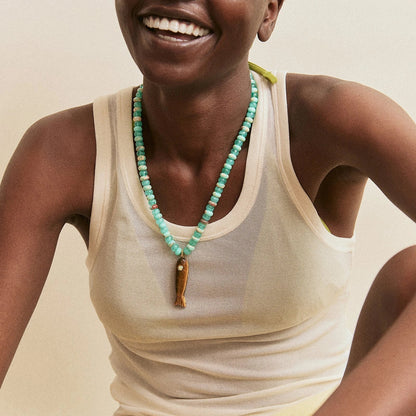 Lavisa - Fish Motif Pendant Necklace - Detail & Styling View