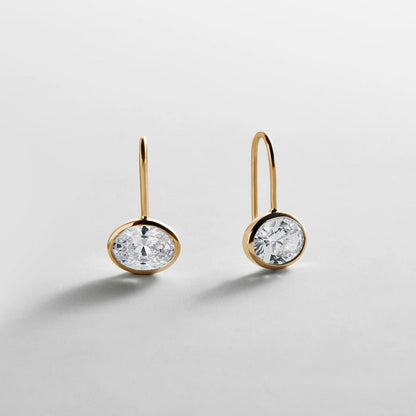 Lavisa - Moissanite Bezel Drop Earrings - On-Model & Scale View