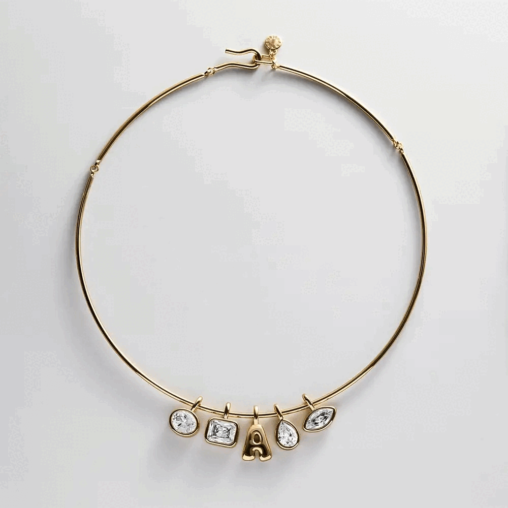 Lavisa custom charm collar necklace in gold with interchangeable charms