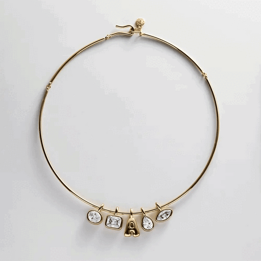 Lavisa custom charm collar necklace in gold with interchangeable charms