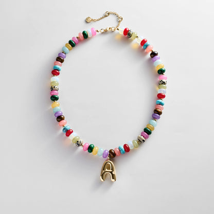 Lavisa - Personalized Bubble Letter Beaded Initial Necklace - Product Gallery View 25