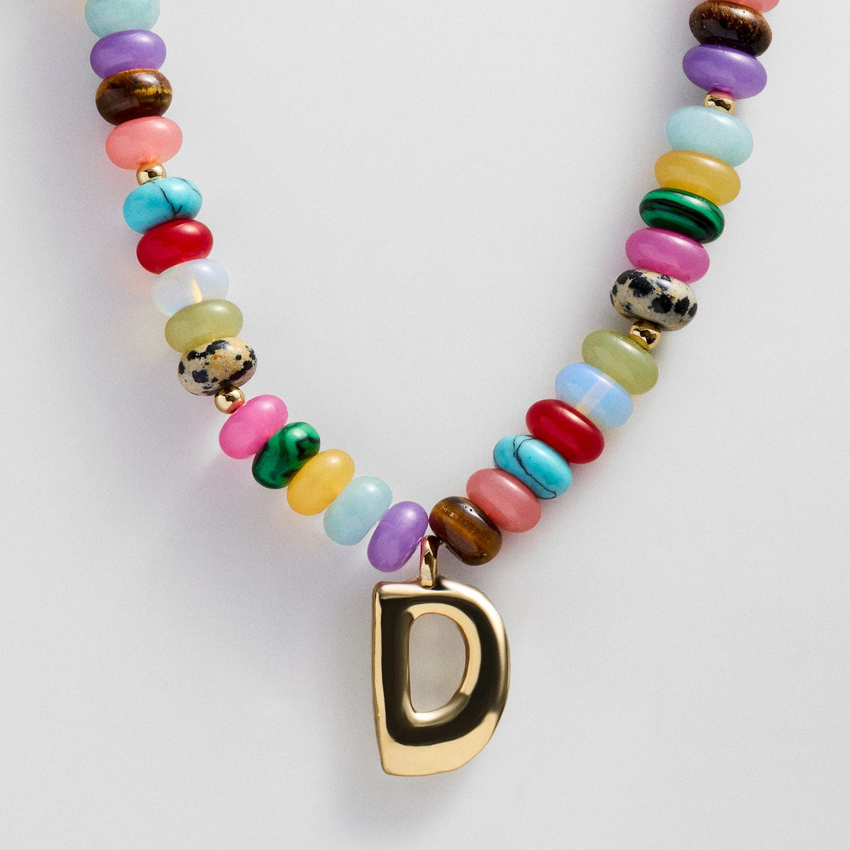 Lavisa - Personalized Bubble Letter Beaded Initial Necklace - Clasp & Finish View