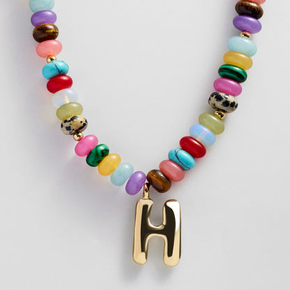 Lavisa - Personalized Bubble Letter Beaded Initial Necklace - Product Gallery View 8