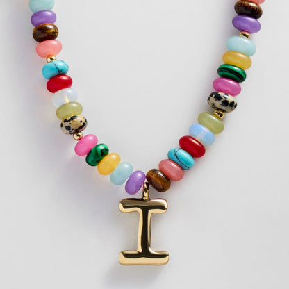 Lavisa - Personalized Bubble Letter Beaded Initial Necklace - Product Gallery View 9