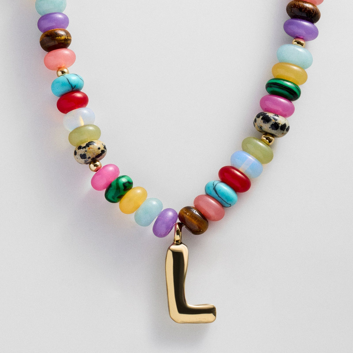 Lavisa - Personalized Bubble Letter Beaded Initial Necklace - Product Gallery View 12