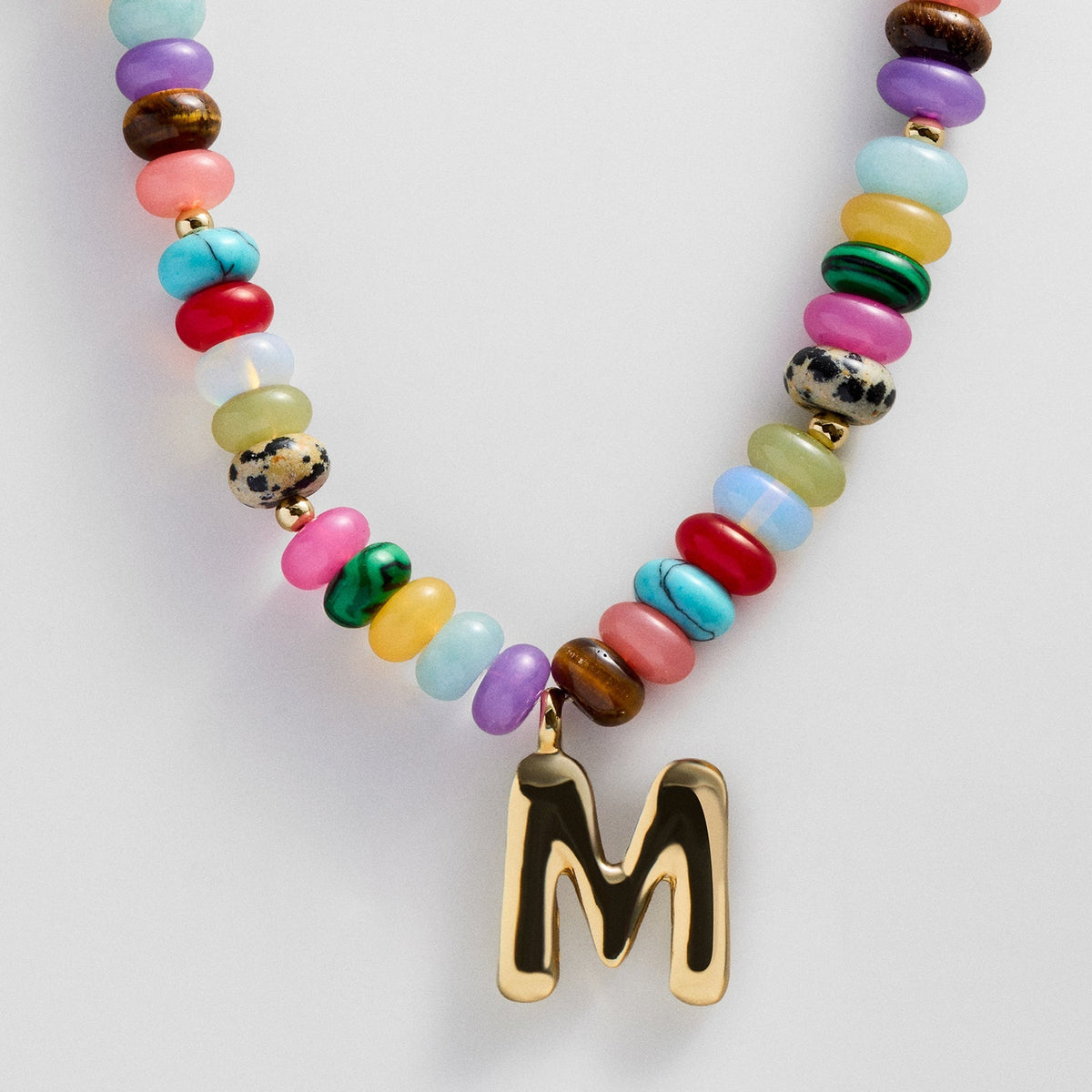 Lavisa - Personalized Bubble Letter Beaded Initial Necklace - Product Gallery View 13