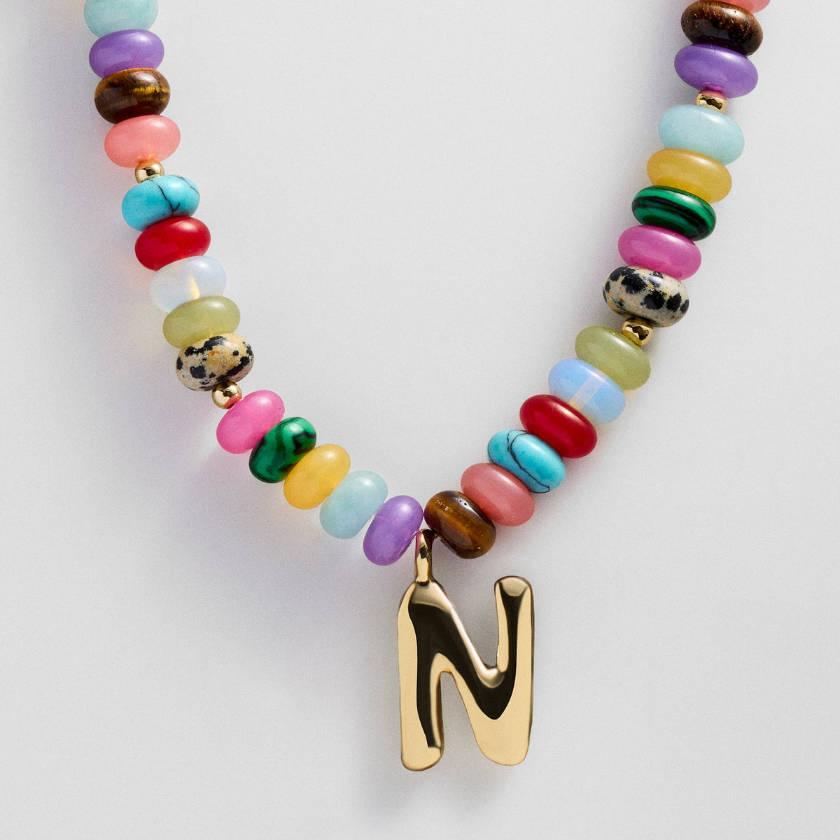 Lavisa - Personalized Bubble Letter Beaded Initial Necklace - Product Gallery View 14
