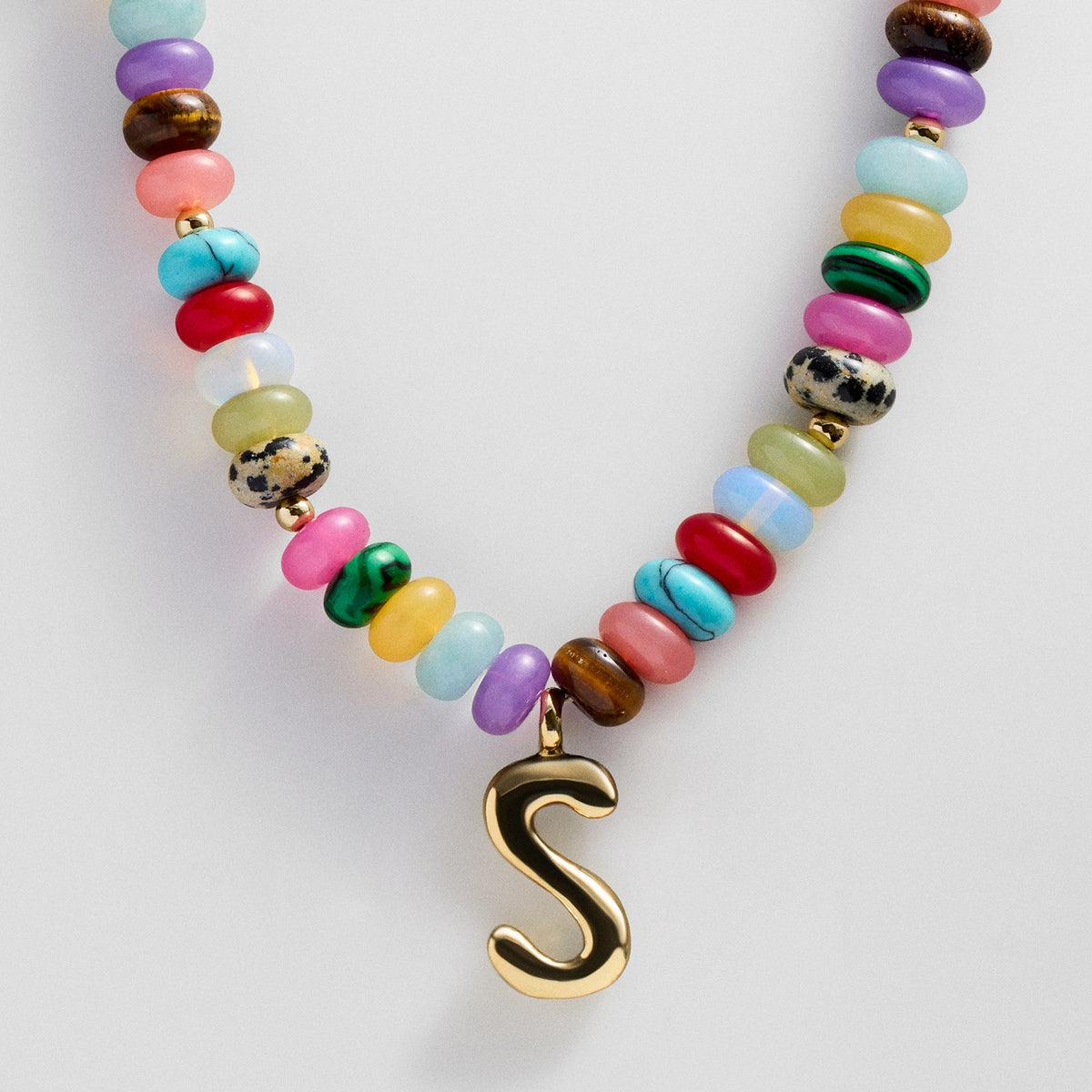 Lavisa - Personalized Bubble Letter Beaded Initial Necklace - Product Gallery View 18
