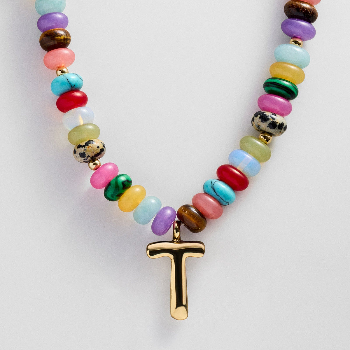 Lavisa - Personalized Bubble Letter Beaded Initial Necklace - Product Gallery View 19