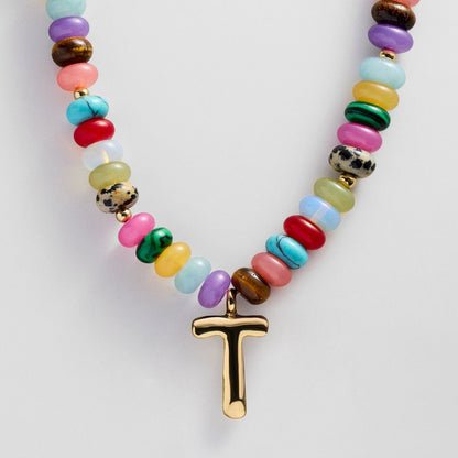 Lavisa - Personalized Bubble Letter Beaded Initial Necklace - Product Gallery View 19