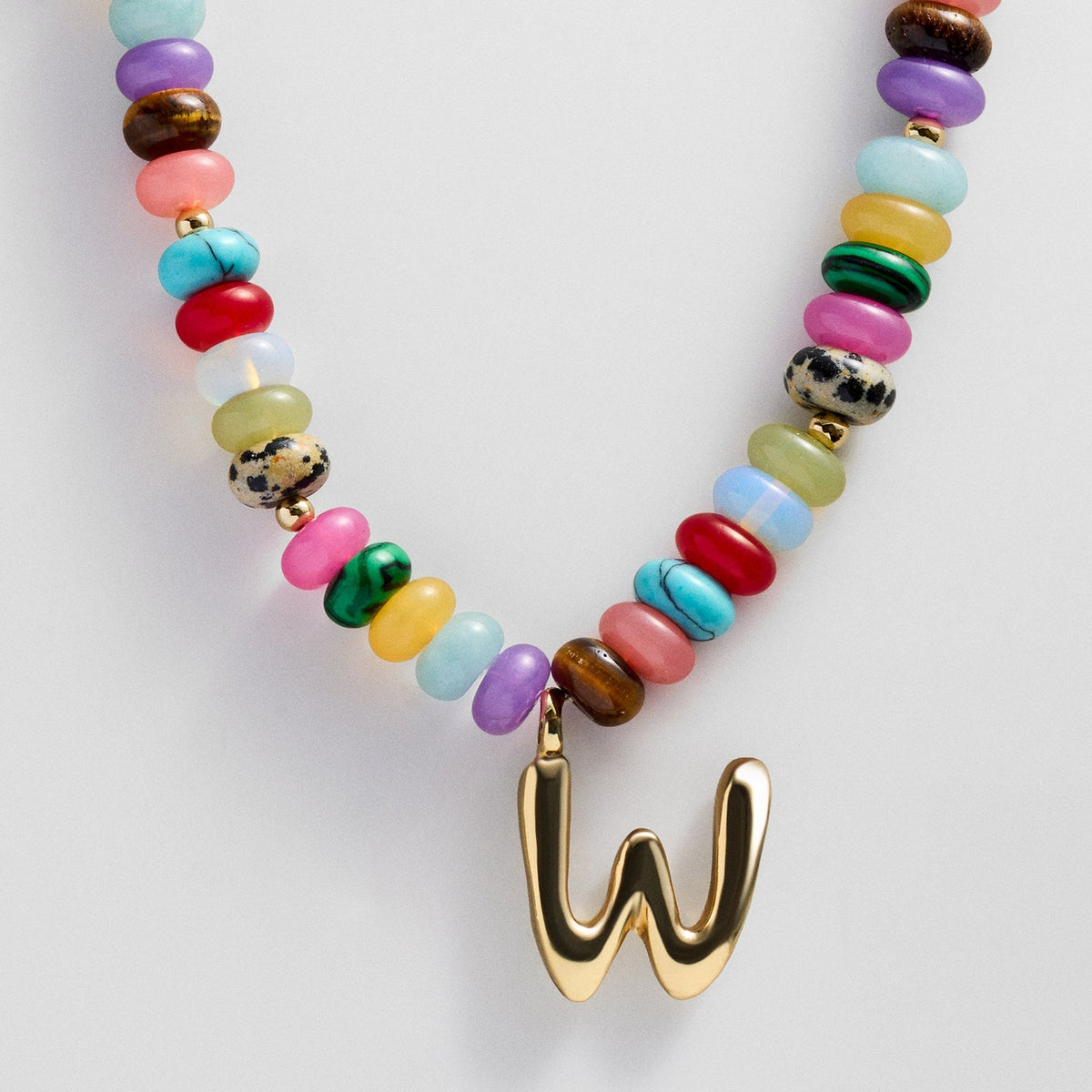 Lavisa - Personalized Bubble Letter Beaded Initial Necklace - Product Gallery View 21